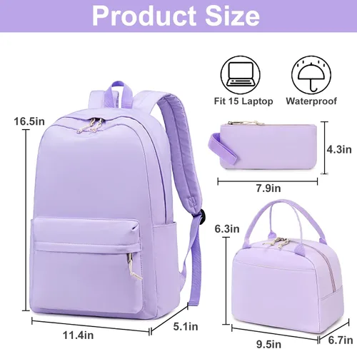 Vista 49 de Bluboon Juego de mochila para adolescentes, mochila escolar para niñas, lonchera y lápices, bolsas para estudiantes, 3 en 1