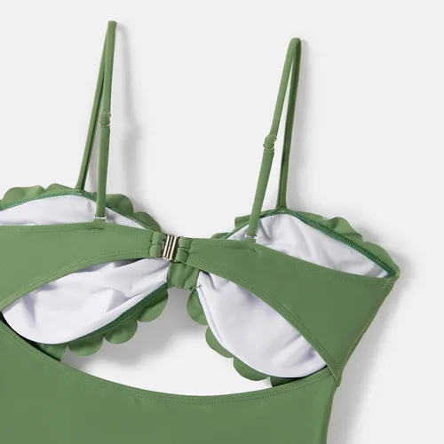 Vista 3 de IFFEI Mommy and Me - Trajes de baño de una pieza para mujer, con corte festoneado, monokini