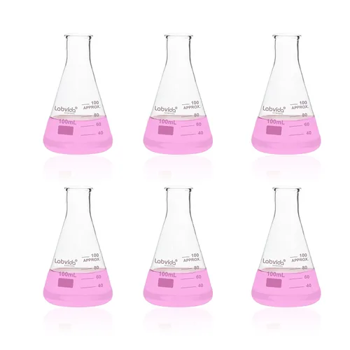 Vista 16 de Frascos Erlenmeyer de boca estrecha de vidrio, Vol.2000ml, 3.3 Borosilicato con graduación impresa, LVC010