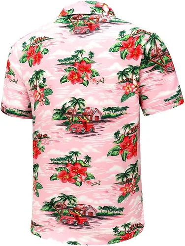 Vista 3 de SheLucki - Camisa hawaiana para hombre, unisex, casual, manga corta, con botones, estampada con sombra de palmeras, para el verano en la playa