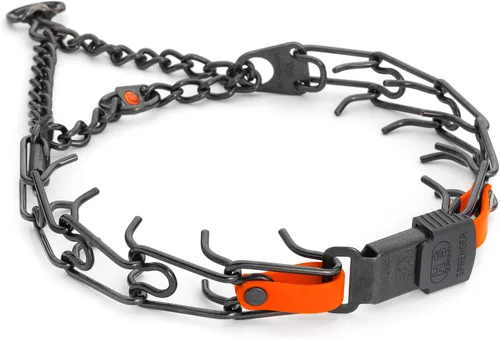 Vista 26 de Collar para Perro Herm Sprenger de Acero Inoxidable Negro con Hebilla de Liberación Rápida ClicLock y Inserción de Biothane Collar de Entrenamiento