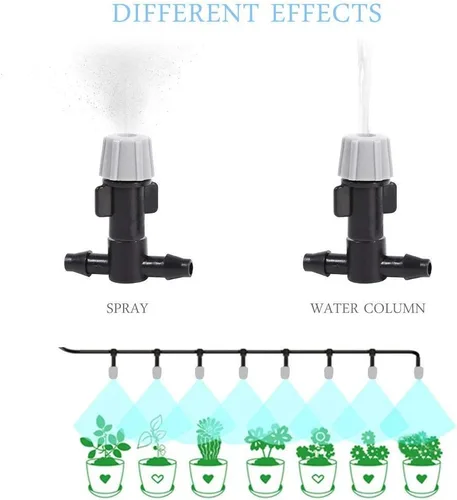 Vista 5 de Boquilla de nebulización de plástico, juntas en T para riego por nebulización, sistema de enfriamiento de flores, riego de jardín en casa, 20