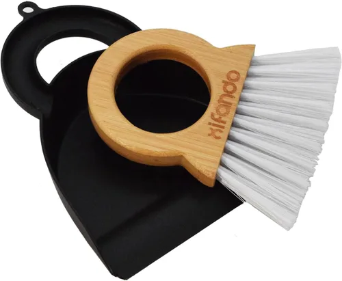 Vista 9 de Mini escoba y recogedor para tareas domésticas: mango de bambú, escoba pequeña y recogedor, combinación de mini barrido de escritorio, cepillo