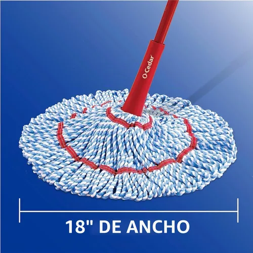 Vista 4 de O-Cedar MicroTwist MAX Trapeador de microfibra con torsión y 2 repuestos extra Cuenta con escurrido sin usar las manos Cabezal de trapeador