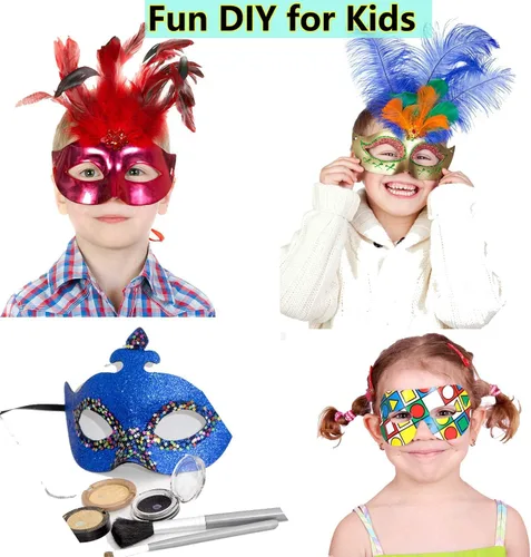 Vista 4 de 14 PCS DIY White Masks Paper Half Face Masquerade Masks Craft Mardi Gras Mask Paintable Blank Halloween Party Mask