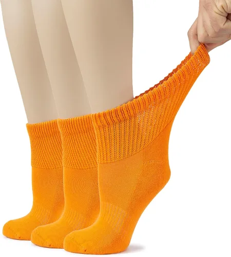 Vista 40 de Hugh Ugoli Calcetines tobilleros de algodón para mujer para diabéticos, anchos, sueltos, elásticos, puntera sin costuras, semiacolchado superior sin