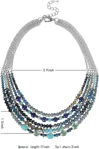 Vista 2 de Collar a capas con cristal para mujer, gargantilla con cadena de plata gruesa, regalo de cumpleaños para mujer