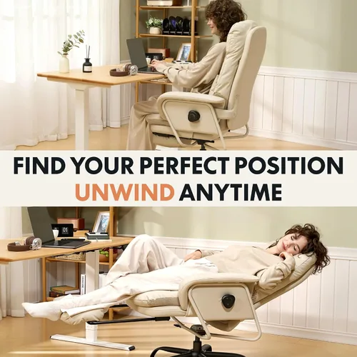 Vista 8 de Silla de oficina ergonómica FLEXISPOT con reposapiés, silla de escritorio de computadora de respaldo alto, silla de salón interior con ruedas