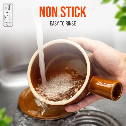 Vista 7 de Roe & Moe Olla para huevos – Antiadherente, cerámica para microondas con tapa de chimenea y mango hueco. Reimagina el desayuno con huevos perfectos