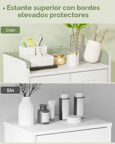 Vista 6 de BEWISHOME Gabinete de piso pequeño,Almacenamiento de papel higiénico Blanco