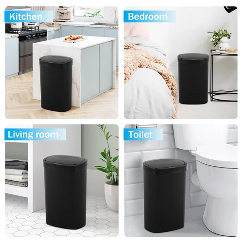 Vista 7 de Cubo de basura de 13 galones con tapa, sensor de movimiento, cubo de basura de cocina, material plástico impermeable y a prueba de desorden