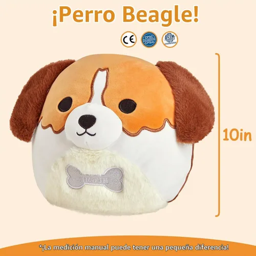 Vista 2 de Almohada de peluche para perro, Beagle, suave, cachorro, 10 pulgadas