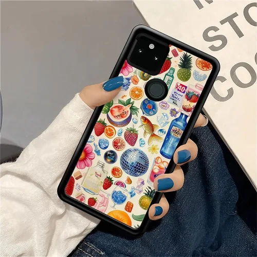Vista 1116 de Compatible con Google Pixel 4A 5G Mobile Case Creative Acrylic Panel trasero Silicona Protección Grip especialmente diseñado para Google Pixel 4A 5G