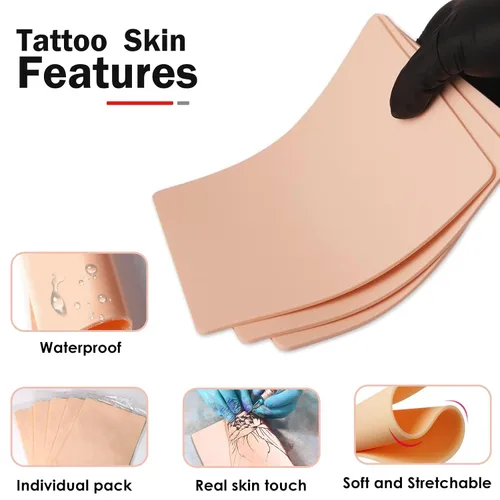 Vista 4 de Urknall - 10 piezas de piel falsa de 0.118 in – Urknall piel falsa en blanco para práctica de tatuajes de doble cara pieles falsas tatuajes