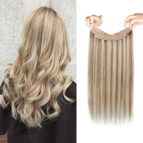 Vista 45 de Sassina Extensiones de Cabello con Alambre Invisible Cabello Humano Real con Alambre Transparente Tamaño Ajustable Clips Seguros Naturales Liso