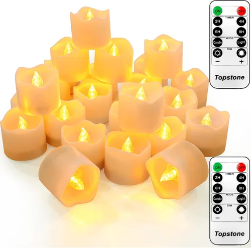 Vista 17 de Topstone Velas electrónicas LED sin llama que cambian de color con control remoto, 7 colores de rotación automática, funcionan con pilas, más de 400