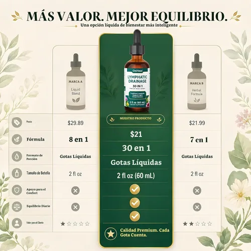 Vista 6 de Gotas de drenaje linfático, complejo de hierbas premium 30 en 1, suplemento de extracto de hierbas líquido de 2 onzas líquidas, apoyo linfático