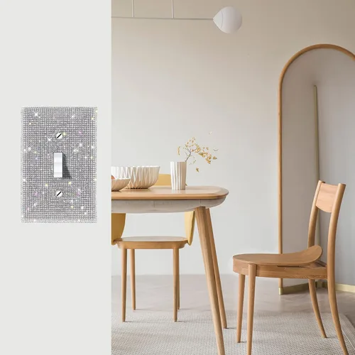 Vista 2 de Cubierta de interruptor de luz con brillos genéricos y enchufes, cubierta de placa de pared con diamantes de imitación brillantes, cubiertas