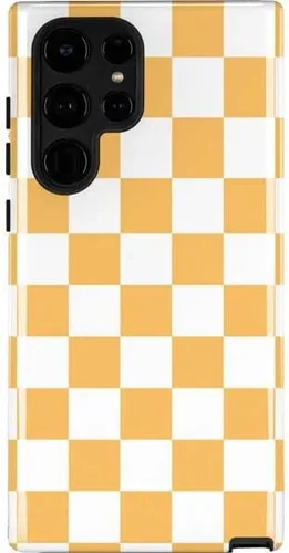 Vista 9 de Skinit Funda para teléfono Pro compatible con Galaxy S22 Ultra - Diseño de tablero de ajedrez rosa