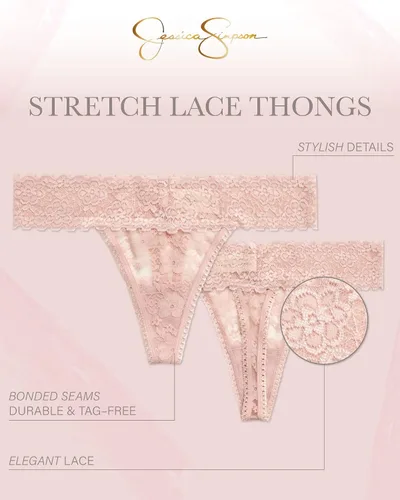 Vista 2 de Jessica Simpson Ropa interior para mujer, paquete de 5 calzones de microfibra elástica con encaje (S-XL)