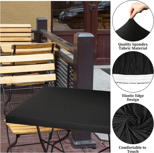 Vista 5 de Tegeme Paquete de 2 manteles cuadrados ajustables con elástico de 34 x 34 pulgadas, manteles pequeños de elastano elásticos plegables y lavables