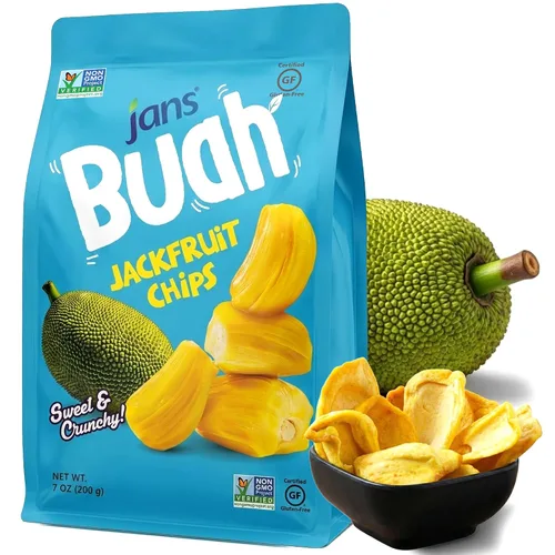 Vista 10 de Jans Buah Chips de Jaca Deshidratada 7.05 oz (Paquete de 6) Chips de Fruta de Jaca – Bocadillo de Fruta Real – Sin Gluten, Dulce y Crujiente