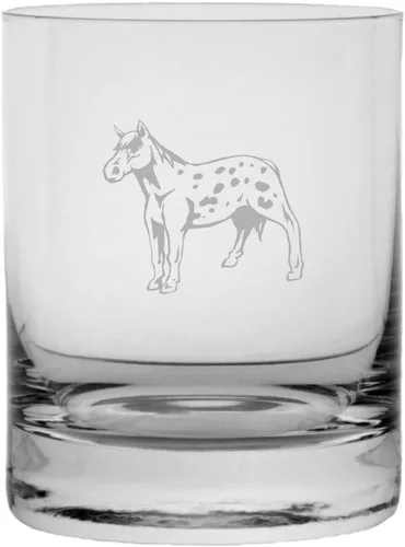 Vista 66 de Abaco Barb - Vaso de whisky con temática de caballo grabado (10.25 onzas)