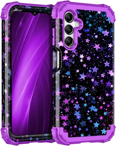 Vista 65 de Miqala Funda para Galaxy A14 5G, que brilla en la oscuridad, tres capas, resistente, a prueba de golpes, protección completa, parachoques