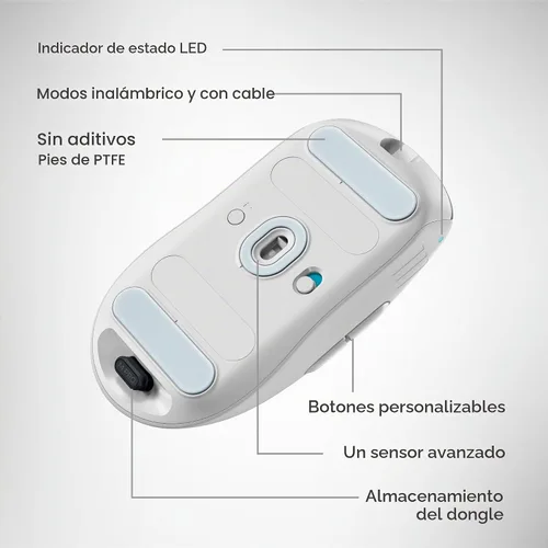 Vista 8 de Alienware Pro - Ratón inalámbrico para juegos - Conectividad inalámbrica de 2.4GHz/USB con cable, DPI ajustable, tecnología de sensor óptico, 6 Luz