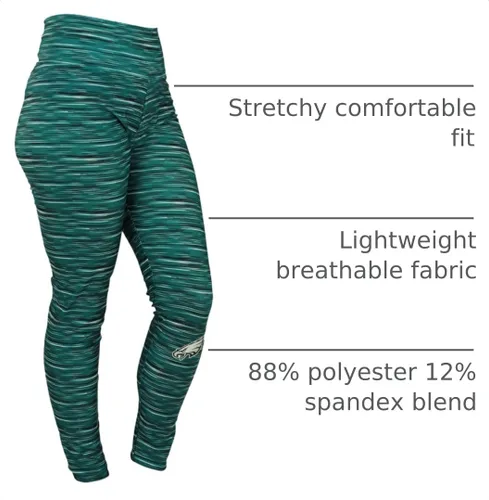 Vista 2 de Zubaz NFL Mallas para mujer de longitud completa de cintura alta básica 1.0 2-Space Dye