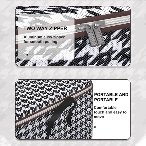 Vista 4 de Contenedores de almacenamiento grandes con cremalleras dobles, organizadores de armario y almacenamiento de pata de gallo plegables y bolsas
