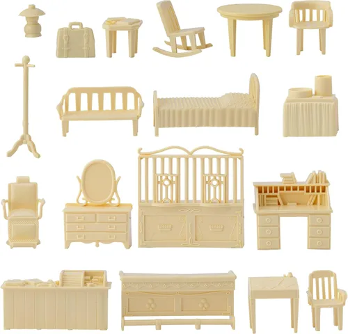 Vista 4 de BMC Classic Marx - Muebles antiguos – 36 piezas de casa de muñecas de plástico accesorios