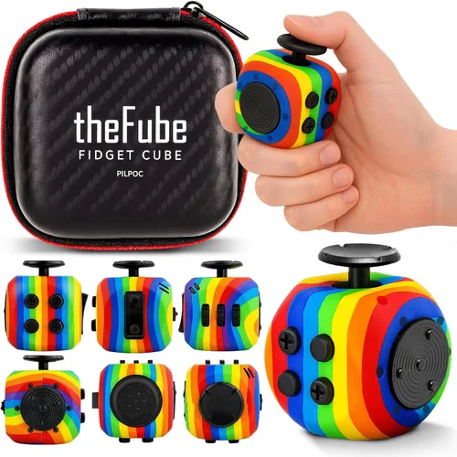Vista 15 de PILPOC theFube Cubo Fidget con 12 lados - Juguetes prácticos para la ansiedad para niños y adultos - Dados fidget para aliviar el estrés