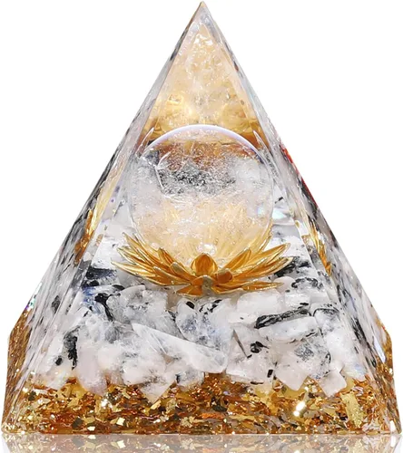 Vista 11 de Hopeseed Pirámide de cristal de orgón para energía positiva, flor de la vida, cristales curativos de amatista de orgonita pirámide para reducir
