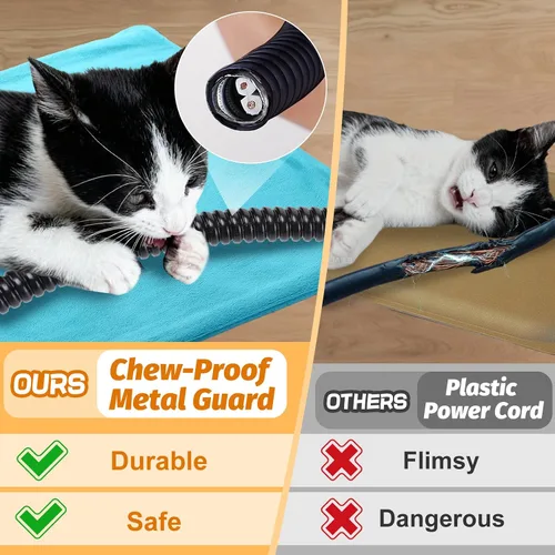 Vista 2 de ANPHSIN Almohadilla térmica para mascotas para gatos y perros pequeños, 12 x 15.7 pulgadas, 6 niveles de calor, almohadilla térmica con cable