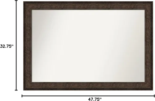 Vista 322 de Amanti Art Espejo de pared personalizado no biselado (25 x 25 pulgadas), marco de bronce acentuado, varios tamaños personalizados, espejo de baño
