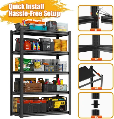 Vista 6 de Garage Shelving Heavy Duty Storage Shelves 3000LBS 6-Tier Adjustable Metal Shelving Units Garage Storage Shelves for Warehouse, Industrial
