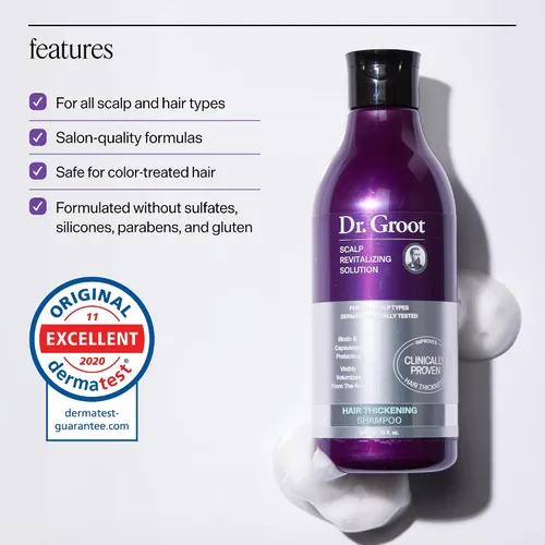 Vista 7 de Dr. Groot Champú para engrosar el cabello, cuidado coreano del cabello con biotina, aceite de romero para ayudar a dar volumen al adelgazamiento