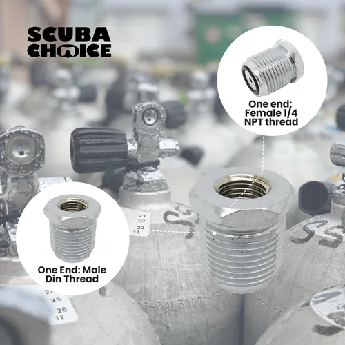 Vista 5 de Scuba Choice Buceo Buceo Hembra 1/4 NPT a Macho Din Adaptador Rosca