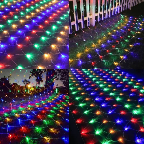Vista 7 de Luces de Navidad para exteriores, 360 luces LED resistentes de red de Navidad, 12 x 5 pies, 8 modos de luz, luces de decoración de Navidad