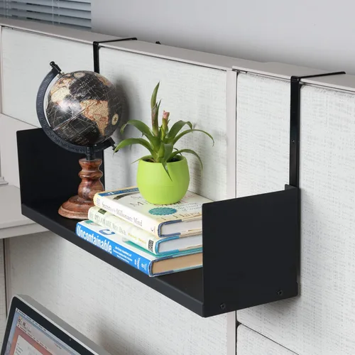 Vista 5 de Wallniture Libro Estante organizador de cubículos de 24 pulgadas con ganchos para cubículos, organizador de escritorio para oficina en casa (negro)