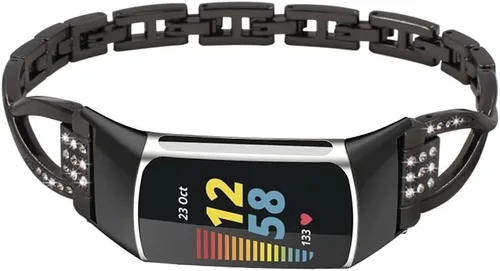 Vista 2 de AISPORTS Compatible con Fitbit Charge 6/Charge 5 Band para mujer, pulsera deportiva de repuesto para Fitbit Charge 6/Charge 5 Negro