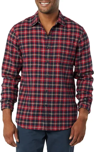 Vista 49 de Amazon Essentials Camisas de franela de manga larga para hombre, corte ajustado, a cuadros con botones