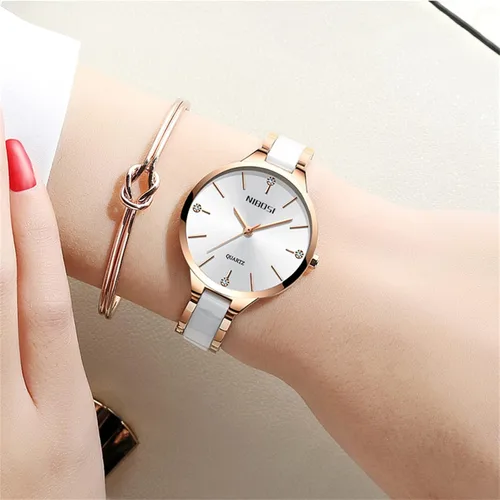 Vista 6 de NIBOSI Women's Watches Analogue Black&White Diamond Dial Watches for Women Ladies Girl Stylish Quartz Dress Wrist Watches Girl's Gift