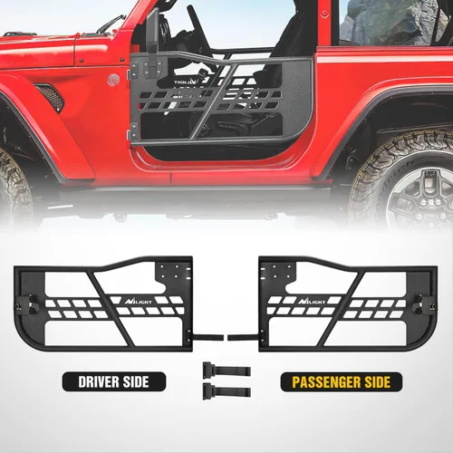 Vista 3 de Nilight Puertas tubulares delanteras todo terreno con espejos laterales Compatibles con 2018 2019 2020 2021 2022 2023 2024 2025 Wrangler JL 2020