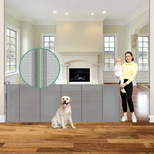 Vista 27 de Puertas retráctiles reforzadas de 33 pulgadas de alto x 55 pulgadas de ancho para puertas, paquete de 2, color negro