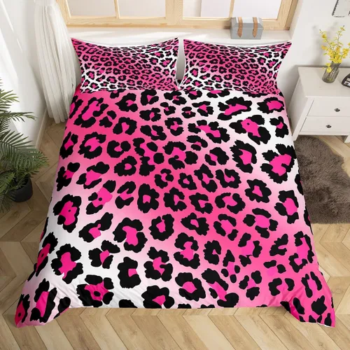 Vista 20 de Feelyou Juego de ropa de cama con estampado de leopardo para niños, tamaño individual, funda de edredón de guepardo safari, funda de edredón de piel
