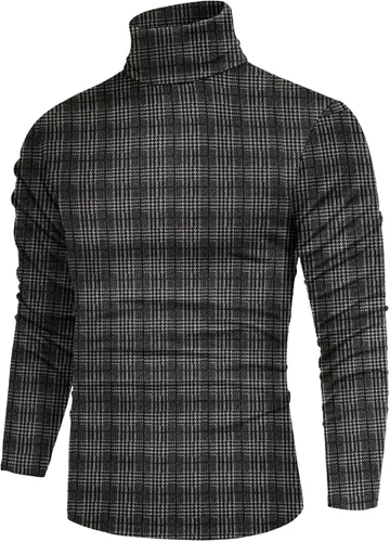 Vista 9 de Poriff - Suéter de cuello de tortuga térmico, de punto, liviano, casual, con corte entallado, para hombre Albaricoque