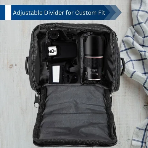 Vista 3 de eCostConnection Pequeña bolsa acolchada para cámara con correa para el hombro - Estuche compacto para cámara DSLR y sin espejo, funda protectora