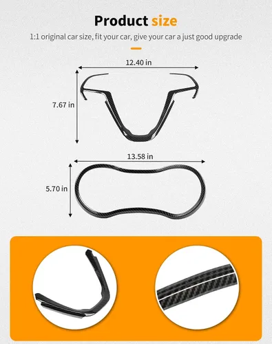 Vista 4 de Hoolcar Cubierta para volante de consola central, decoración de panel de salpicadero para Jeep Grand Cherokee 2014-2020, fibra de carbono